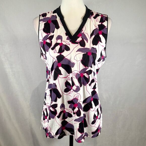 Slazenger white floral sleeveless golf active top size large - Picture 1 of 7